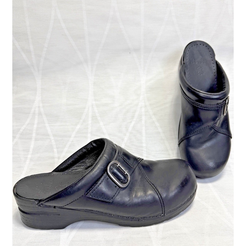 Dansko Slip On Clog Shoes US 10.5-11 M Women's Black Leather Buckle Size 41‎